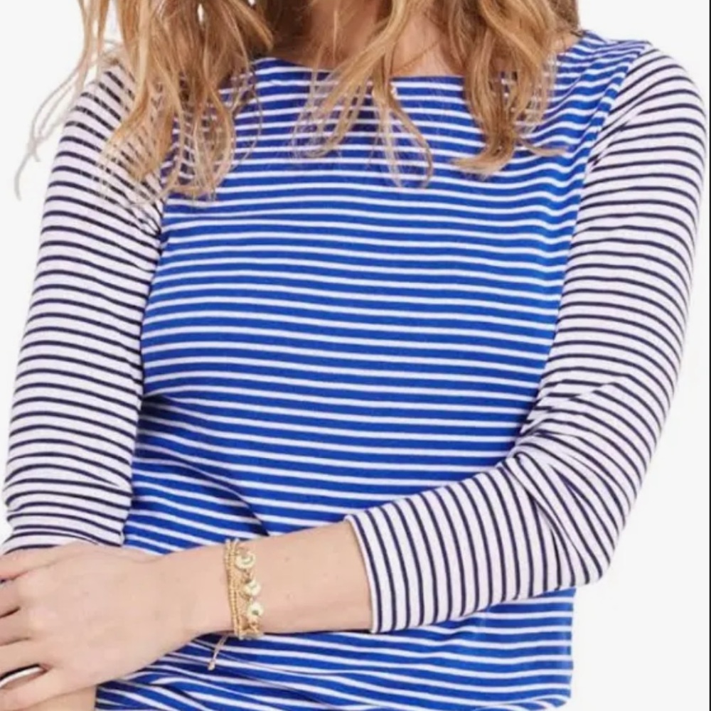 Vineyard Vines Navy and White Multi Striped Tee - Size Small - Picture 5 of 8